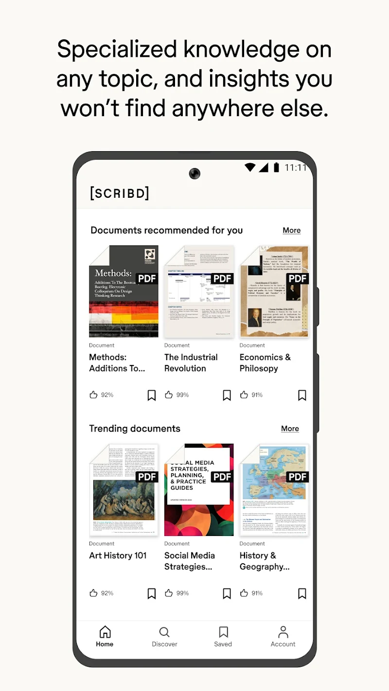 Scribd: 300M+ documents belge arama özelliği ekranı