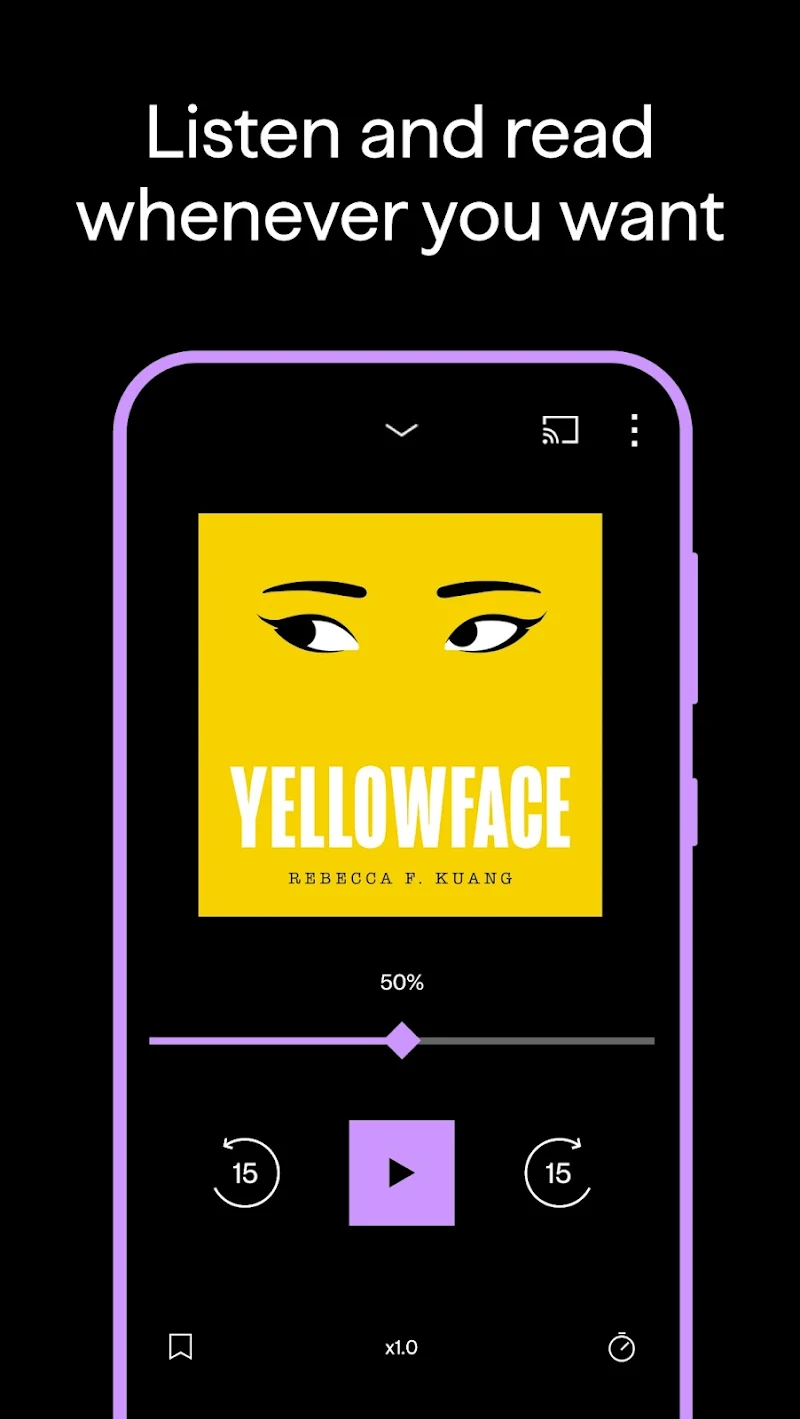 BookBeat Audiobooks & E-books koyu mod görünümü