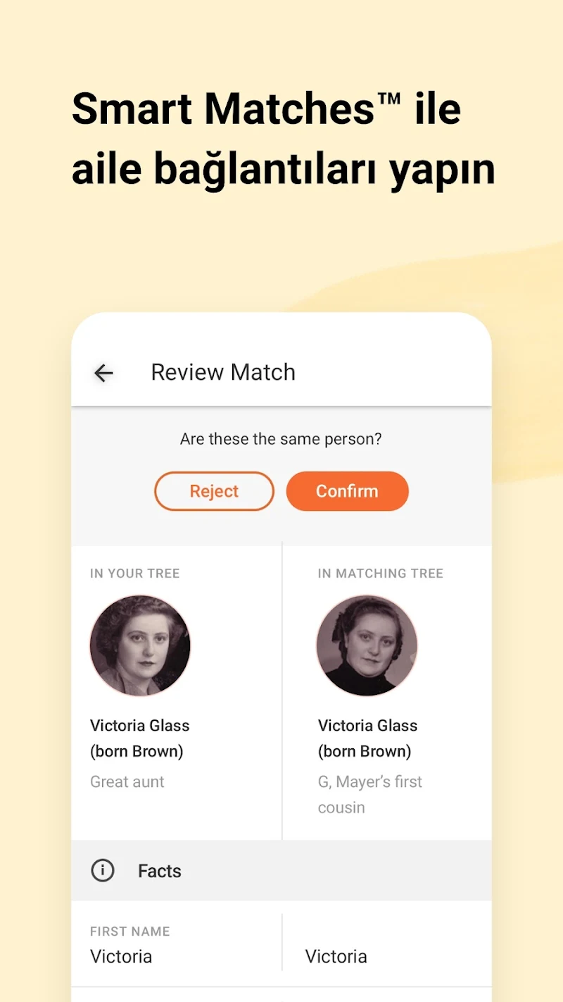 MyHeritage: Aile Ağacı & DNA tarihsel kayıtlar arama ekranı