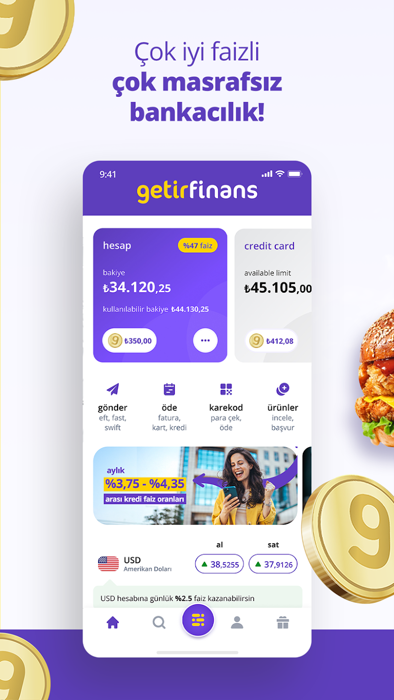 getir: market, yemek ve dahası yemek siparişi ekranı