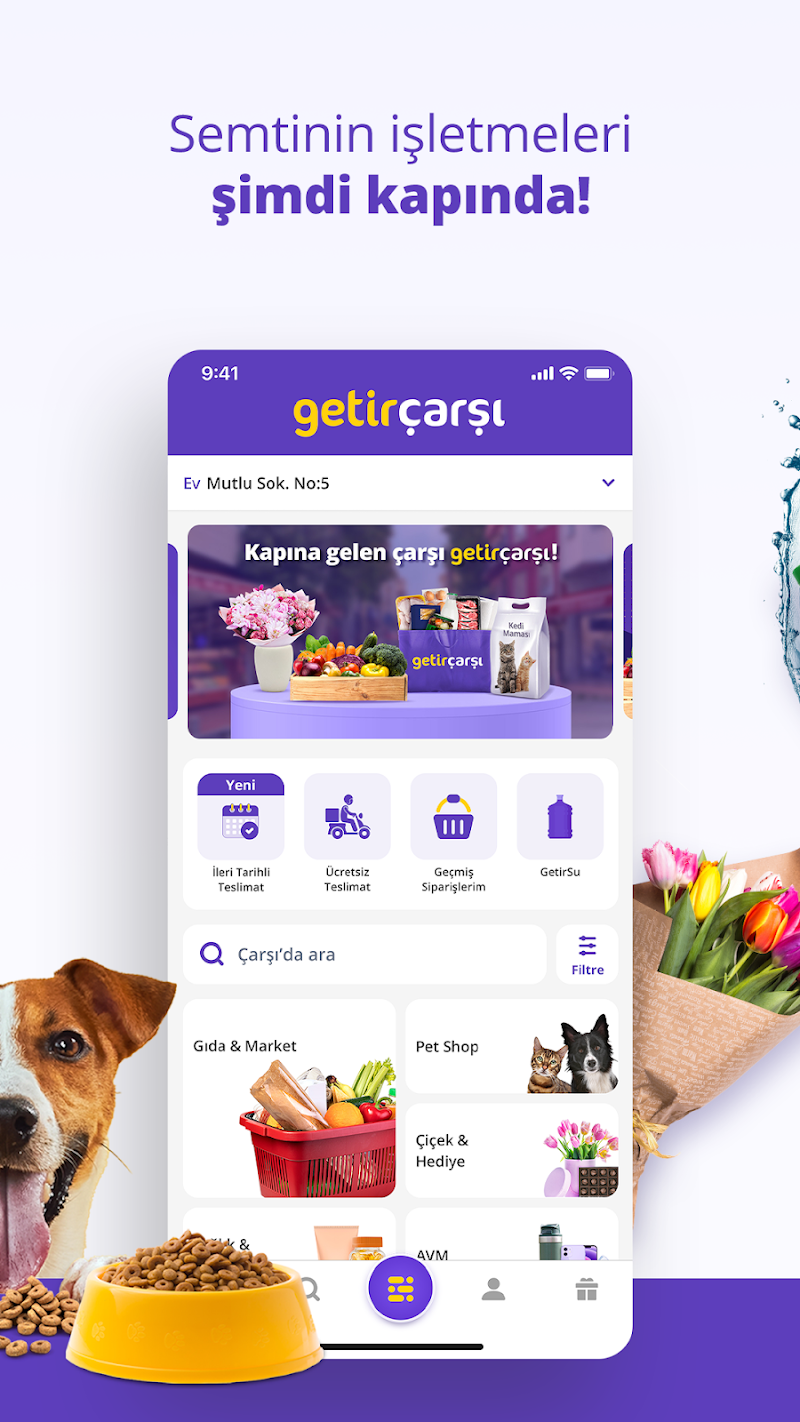 getir: market, yemek ve dahası kampanya ve indirimler ekranı