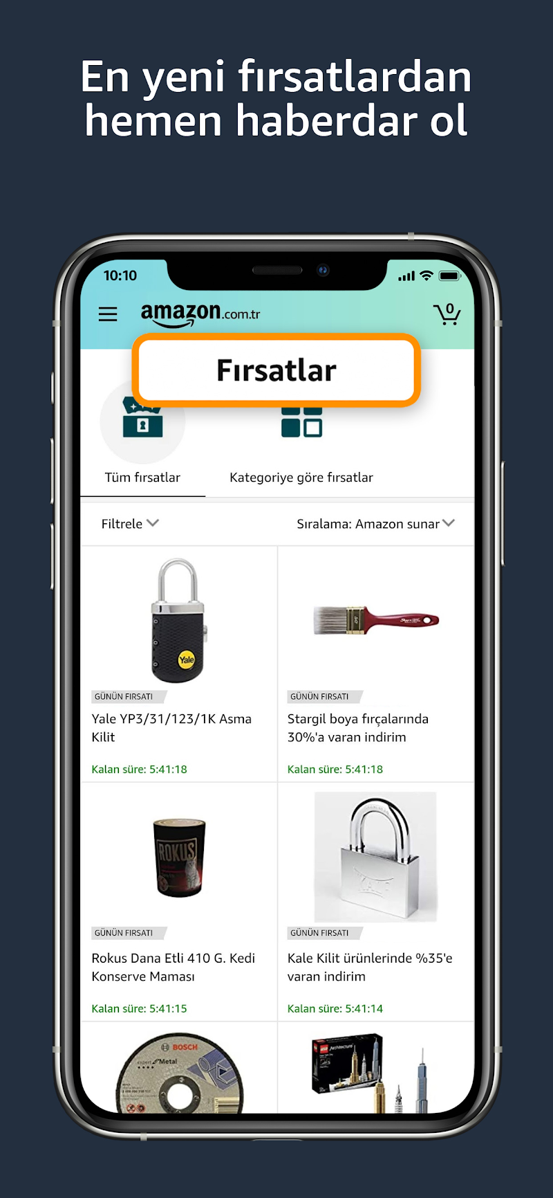 Amazon.com.tr Mobile Alışveriş kampanya bildirimleri ekranı