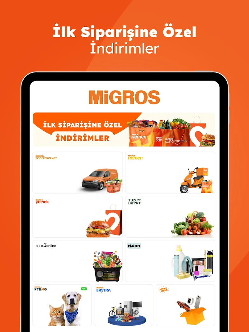 Migros - Market & Yemek organik ürünler ekranı