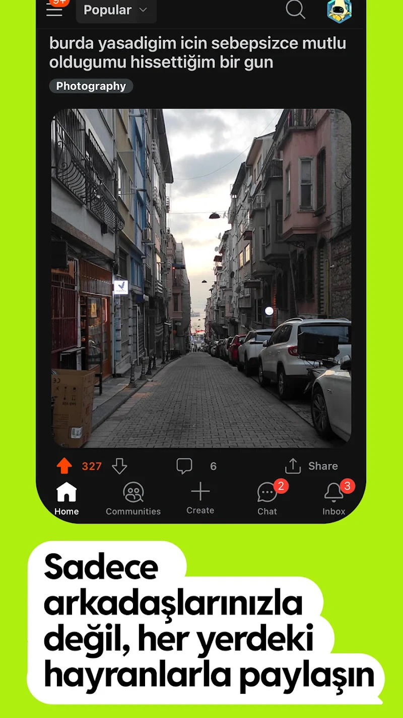 Reddit bildirimler ekranı
