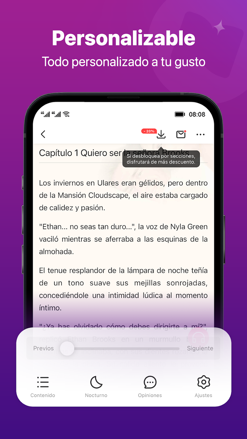 ManoBook - Novelas y Libros uygulama ayarları ekranı
