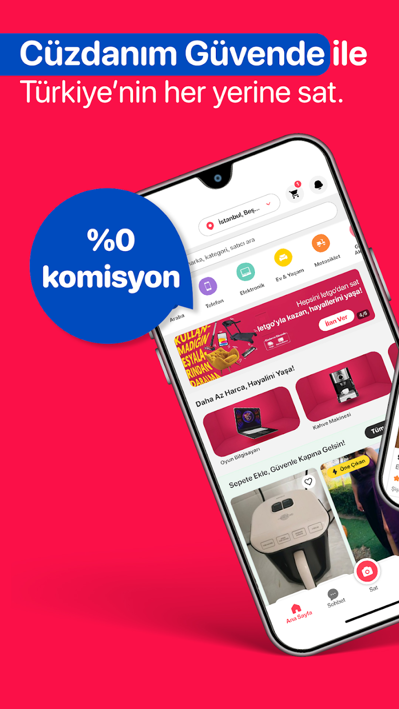 letgo: İkinci El Al ve Sat uygulama giriş ekranı