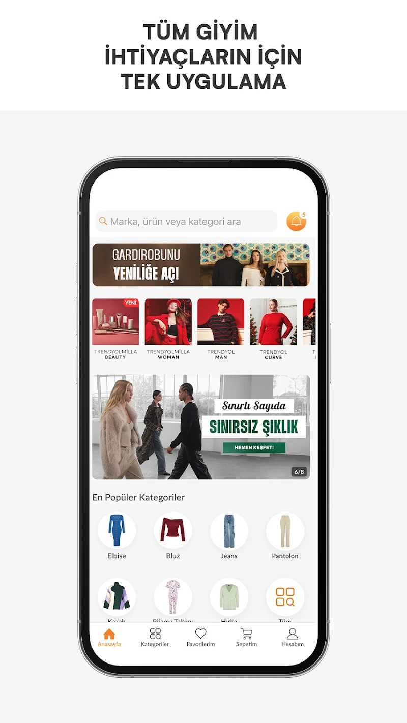 Trendyolmilla uygulama koleksiyonlar ekranı