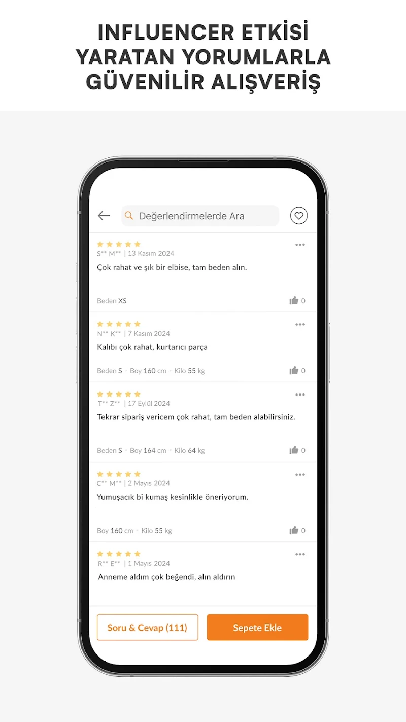 Trendyolmilla kullanıcı yorumları ekranı