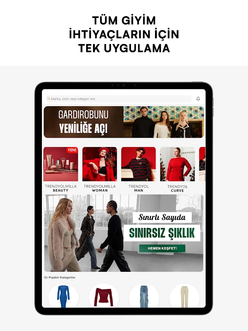 Trendyolmilla uygulama ayarları ekranı