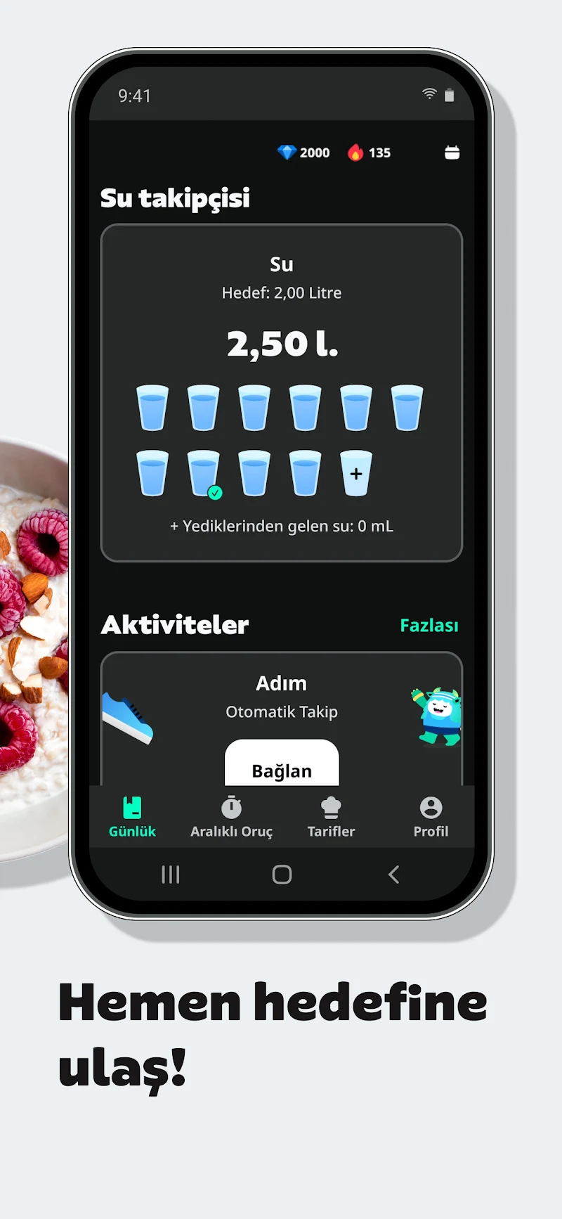 Yazio: AI Kalori Hesaplama APK su takibi özelliği