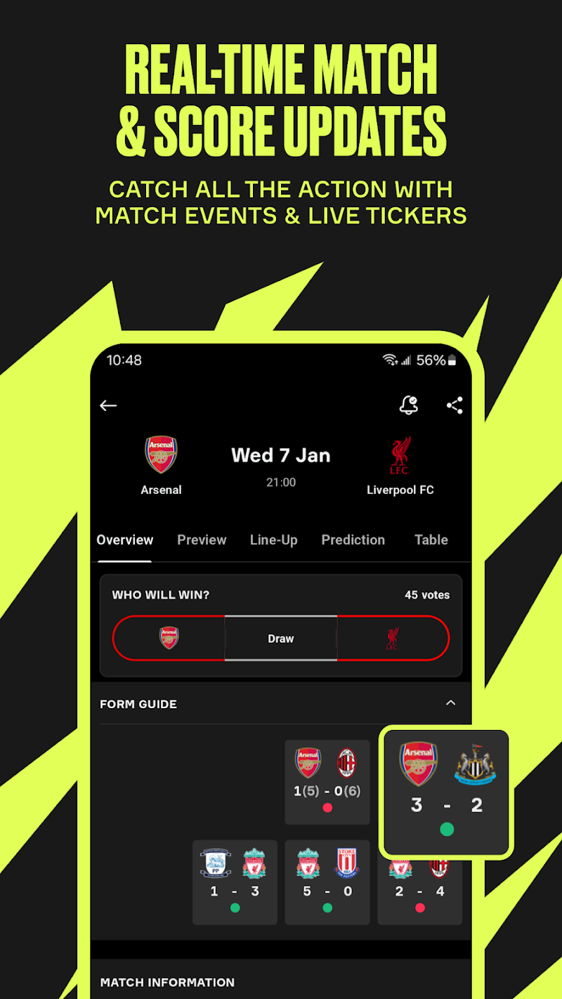 OneFootball: Football Scores grup sıralaması ekranı