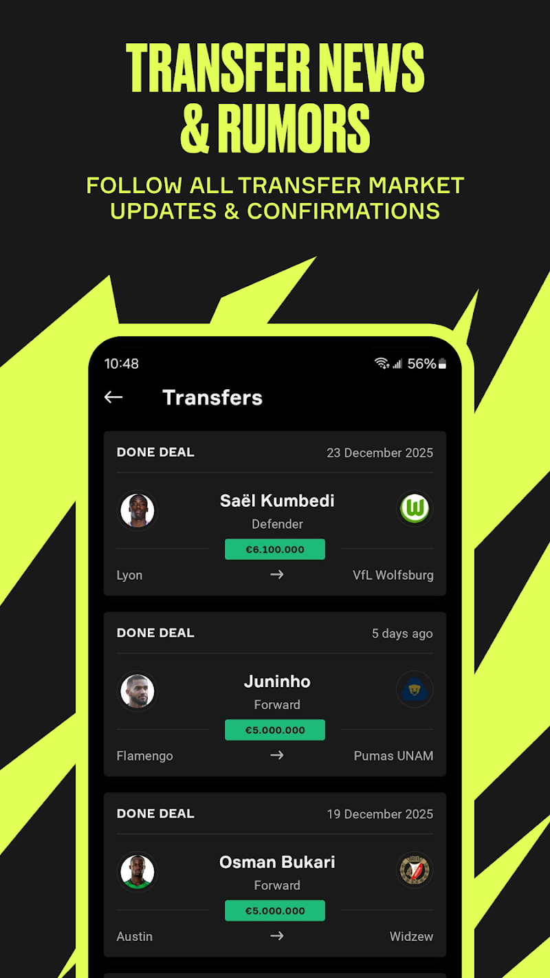 OneFootball: Football Scores futbol istatistikleri ekranı