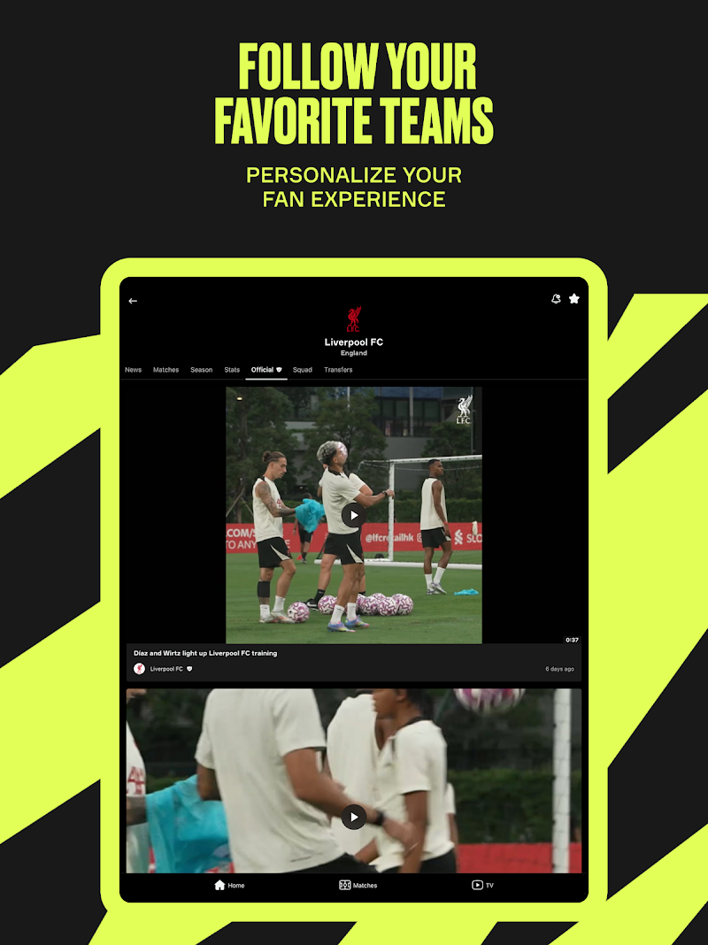 OneFootball: Football Scores oyuncu analiz ekranı
