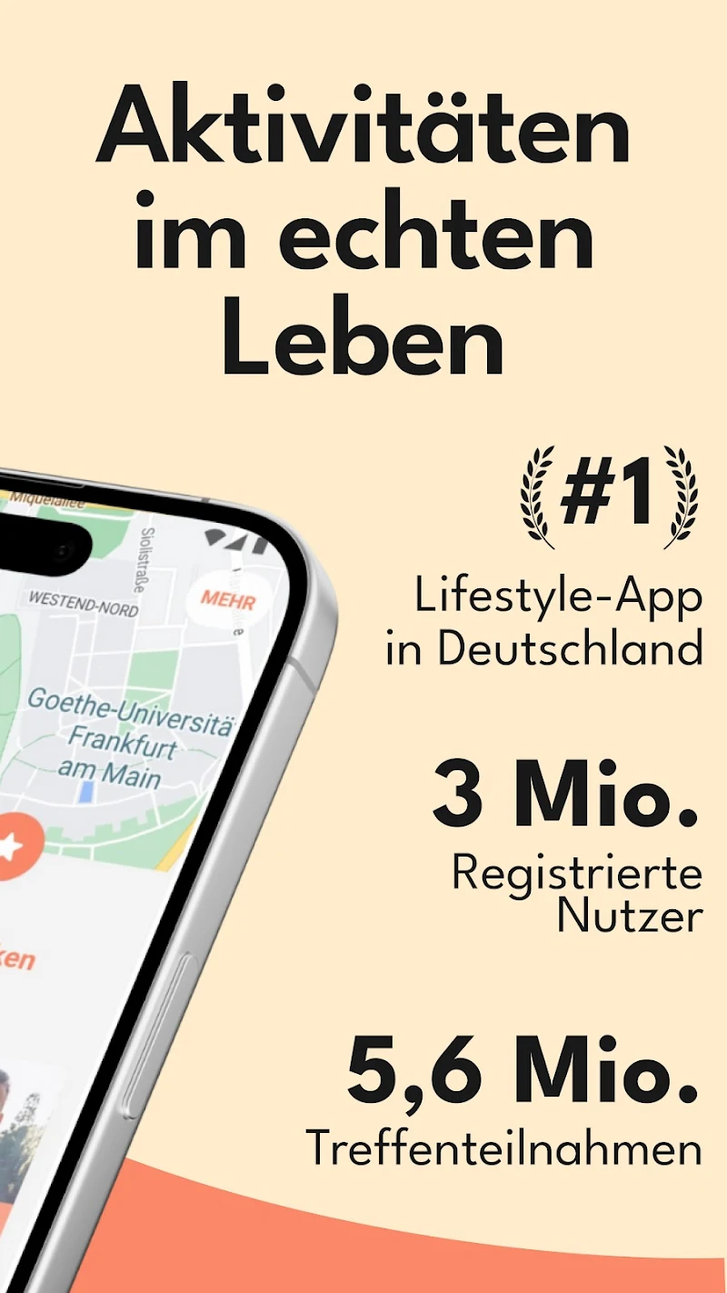 Meet5: Neue Leute kennenlernen etkinlik listesi ekranı