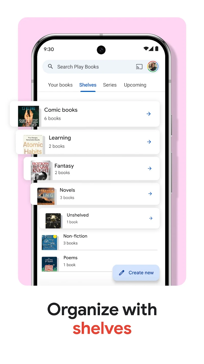 Google Play Kitaplar kitap arşivi ekranı