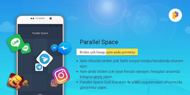 Parallel Space -Çoklu Hesaplar bildirim ayarları görüntüsü