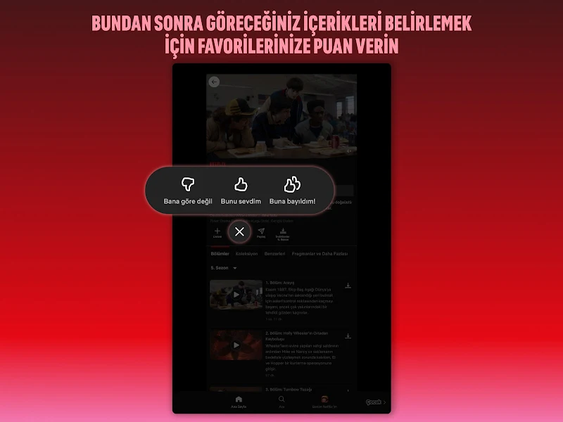 Netflix içerik listesi ekran görüntüsü