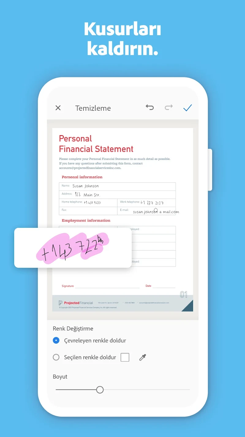 Adobe Scan: Belge Tarama dosya organize etme görünümü
