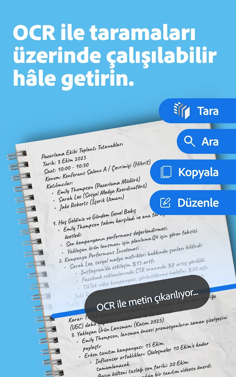 Adobe Scan: Belge Tarama belge önizleme sayfası
