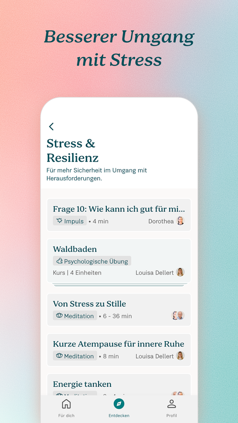 7Mind Meditation & Achtsamkeit meditasyon seçenekleri listesi