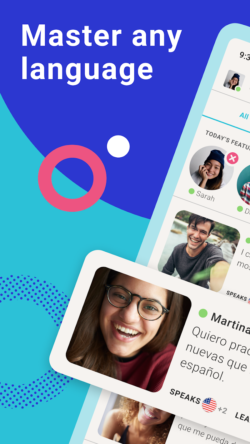 Tandem: Dil konuşma ve öğrenme APK ana ekran görüntüsü