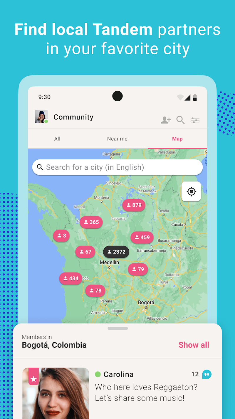 Tandem: Dil konuşma ve öğrenme uygulama profil ayarları