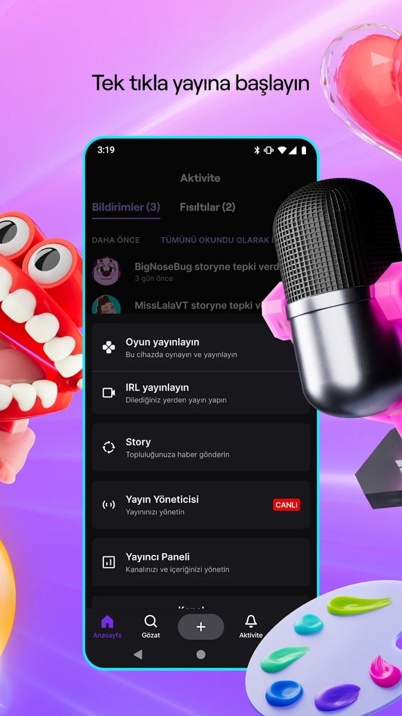 Twitch: Canlı Yayın kanal oluşturma ekranı