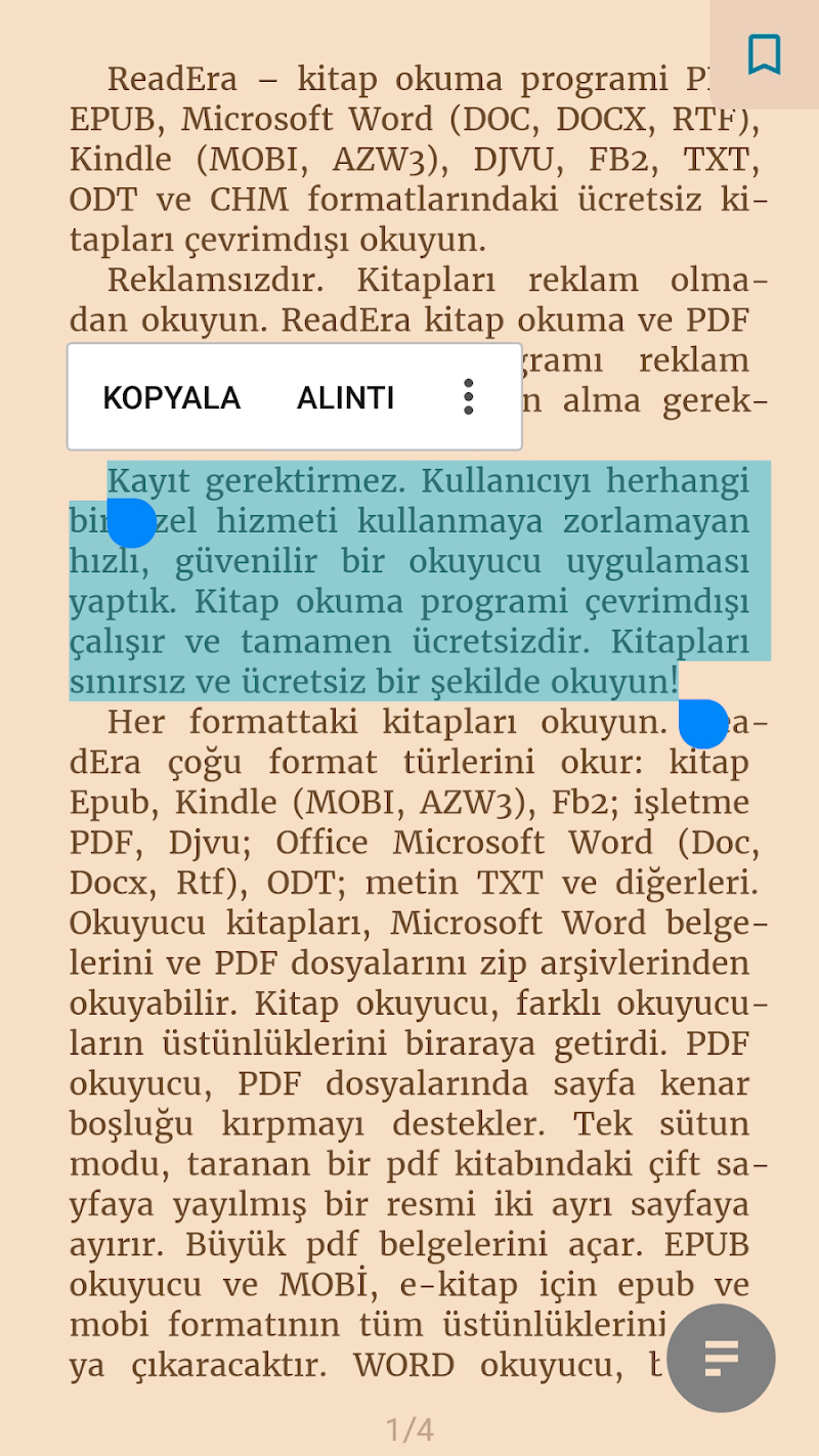 ReadEra kitap okuyucu pdf epub PDF okuma modu
