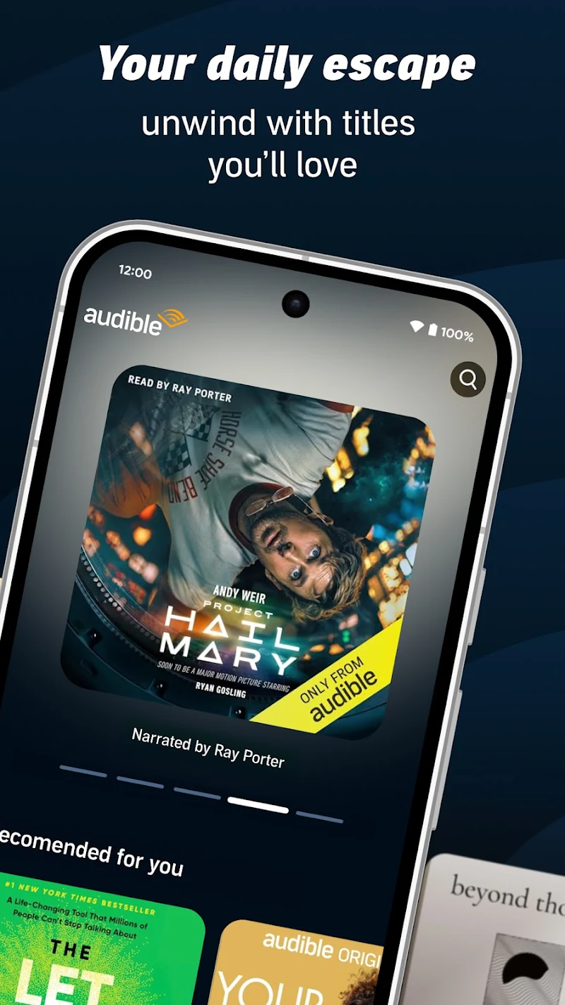 Audible uygulama kütüphane ekranı