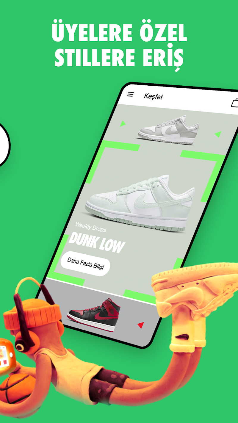 Nike uygulama ürün kataloğu ekranı