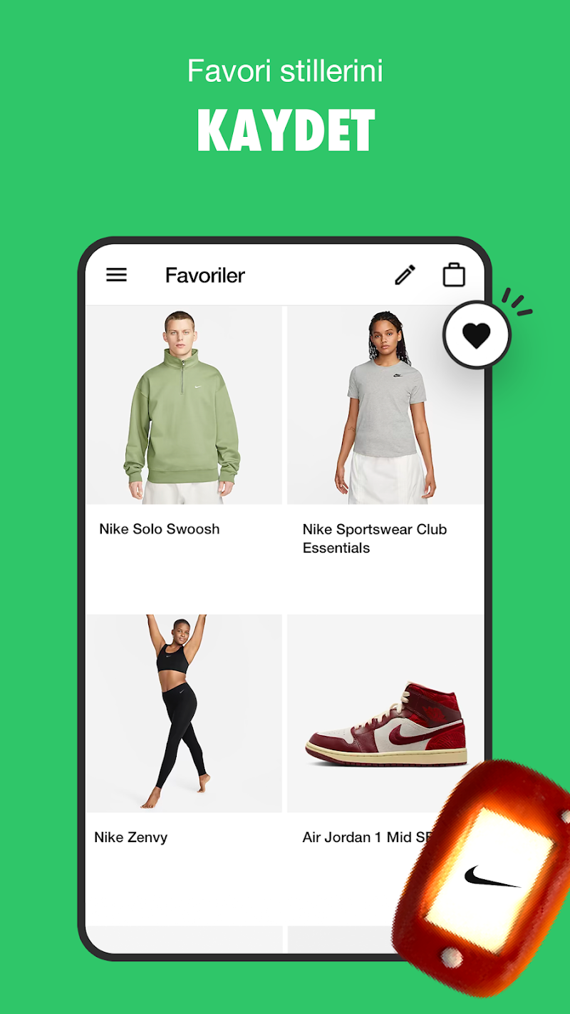 Nike APK kişiselleştirme özelliği ekranı