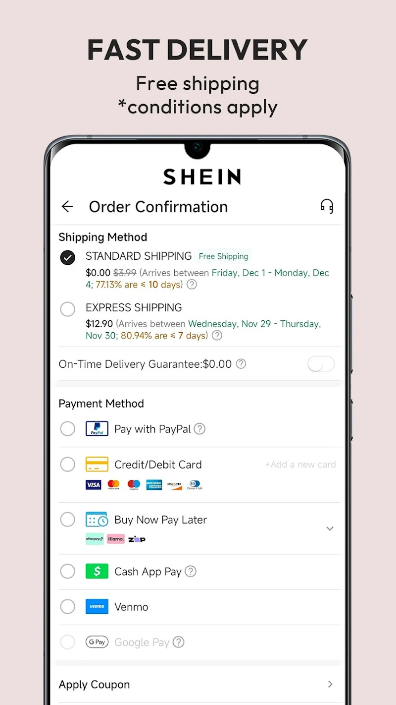 SHEIN-Shopping Online profil ve ayarlar sayfası