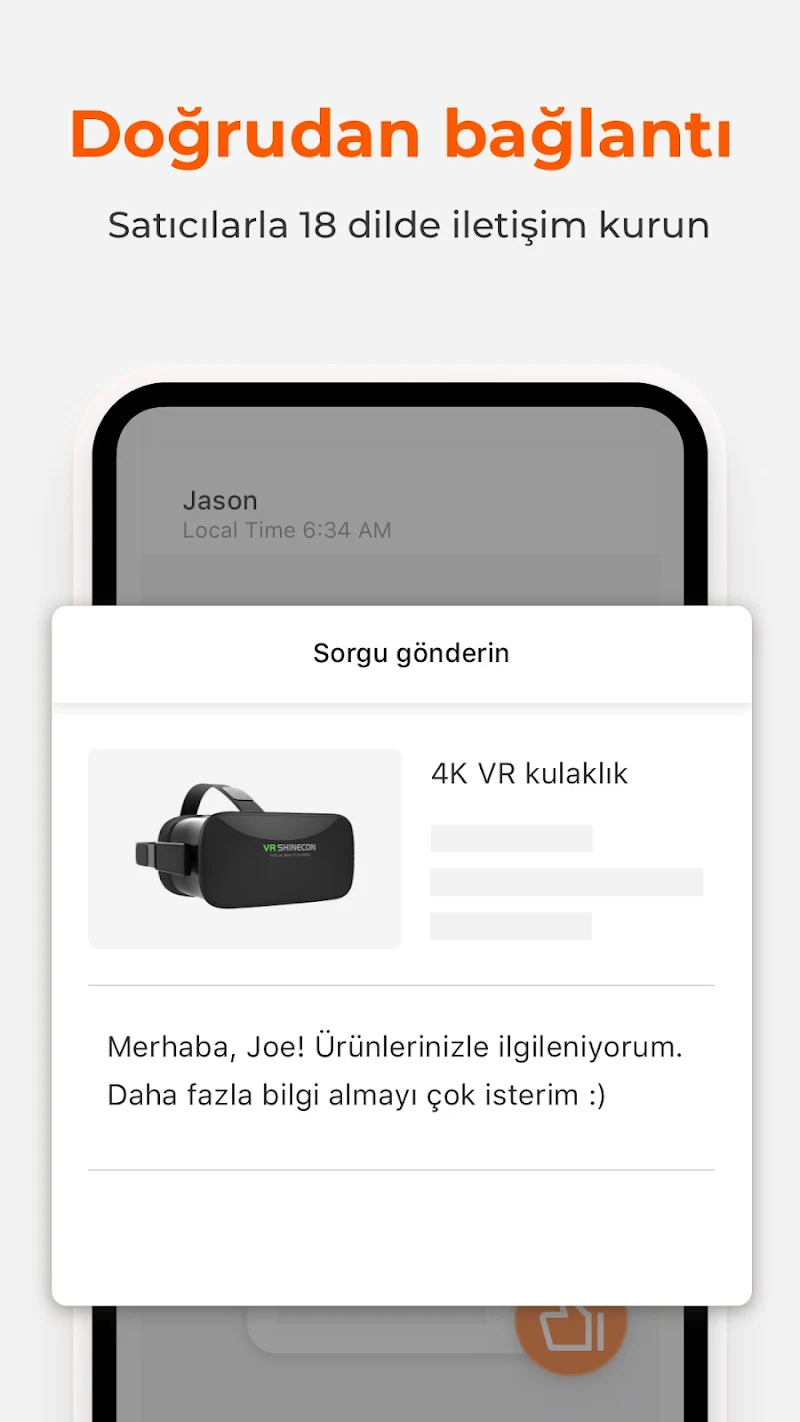 Alibaba.com - B2B pazar yeri sipariş takip ekranı