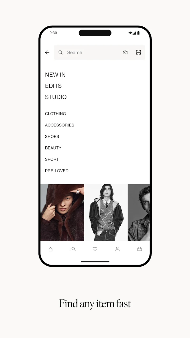 H&M uygulama favoriler listesi görünümü