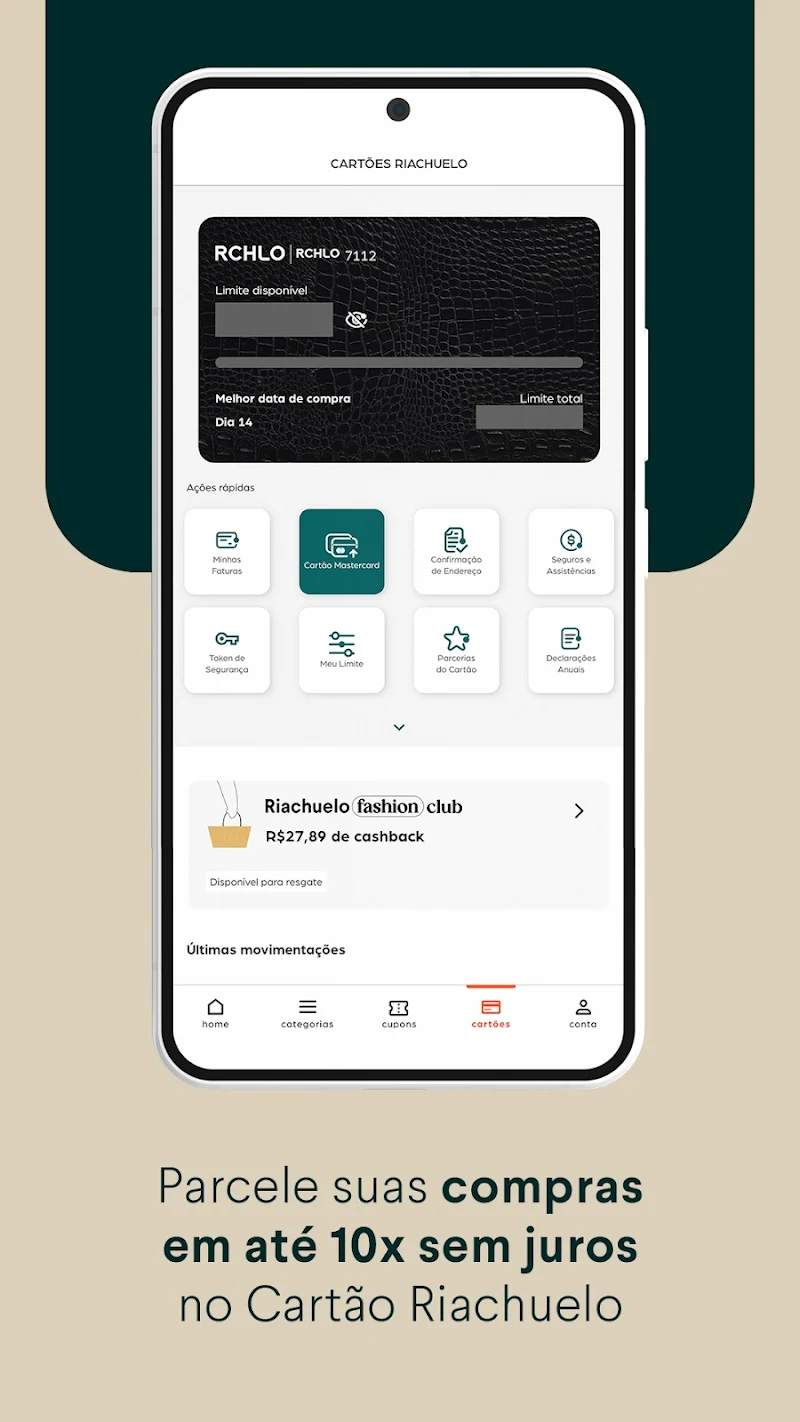 Riachuelo - Roupas e compras uygulama ayarları ekranı