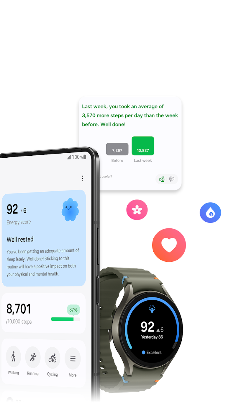 Samsung Health uygulama ayarları ekranı