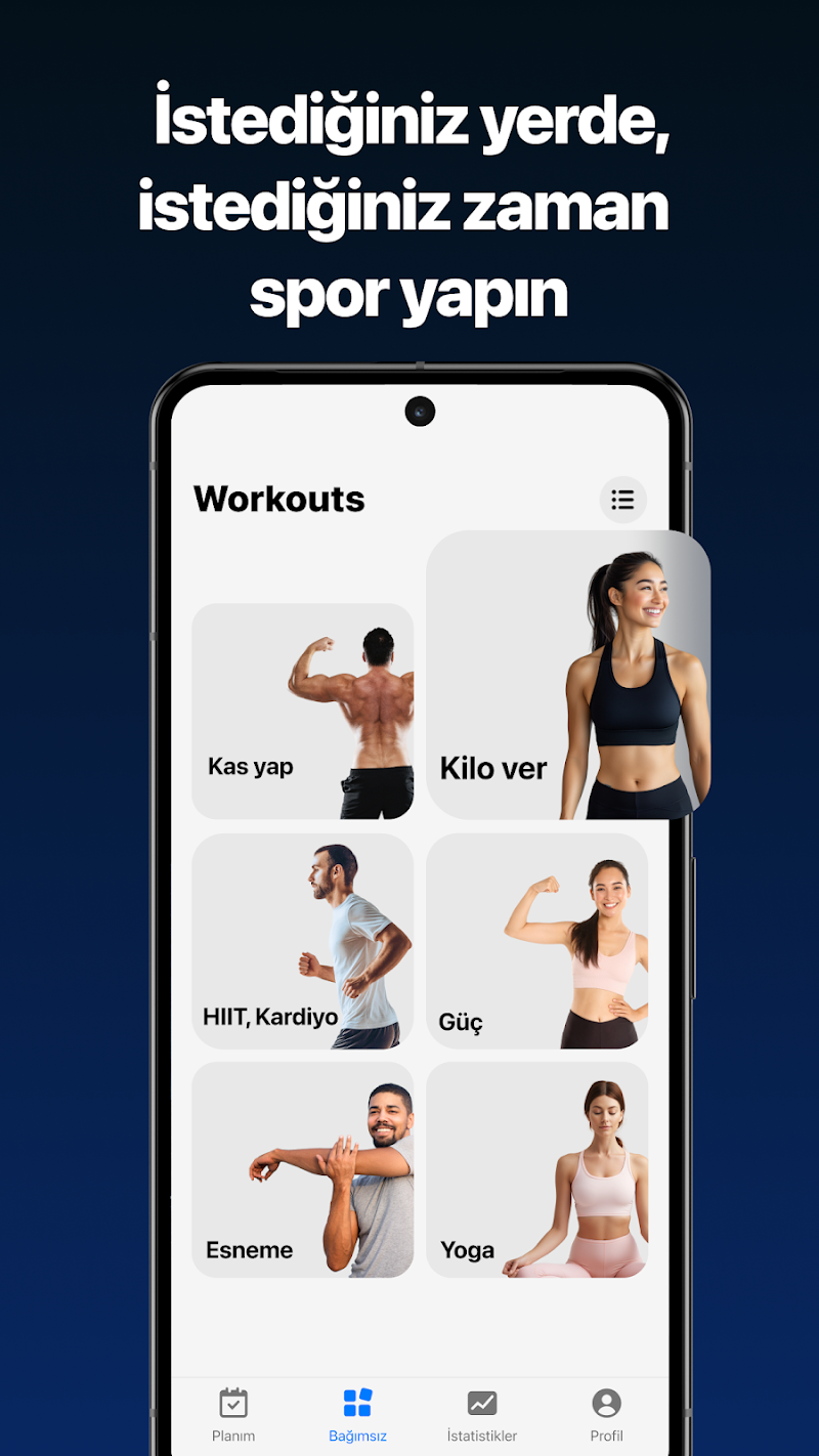 Fitify: Evde egzersiz programı kişisel antrenman planı görüntüsü