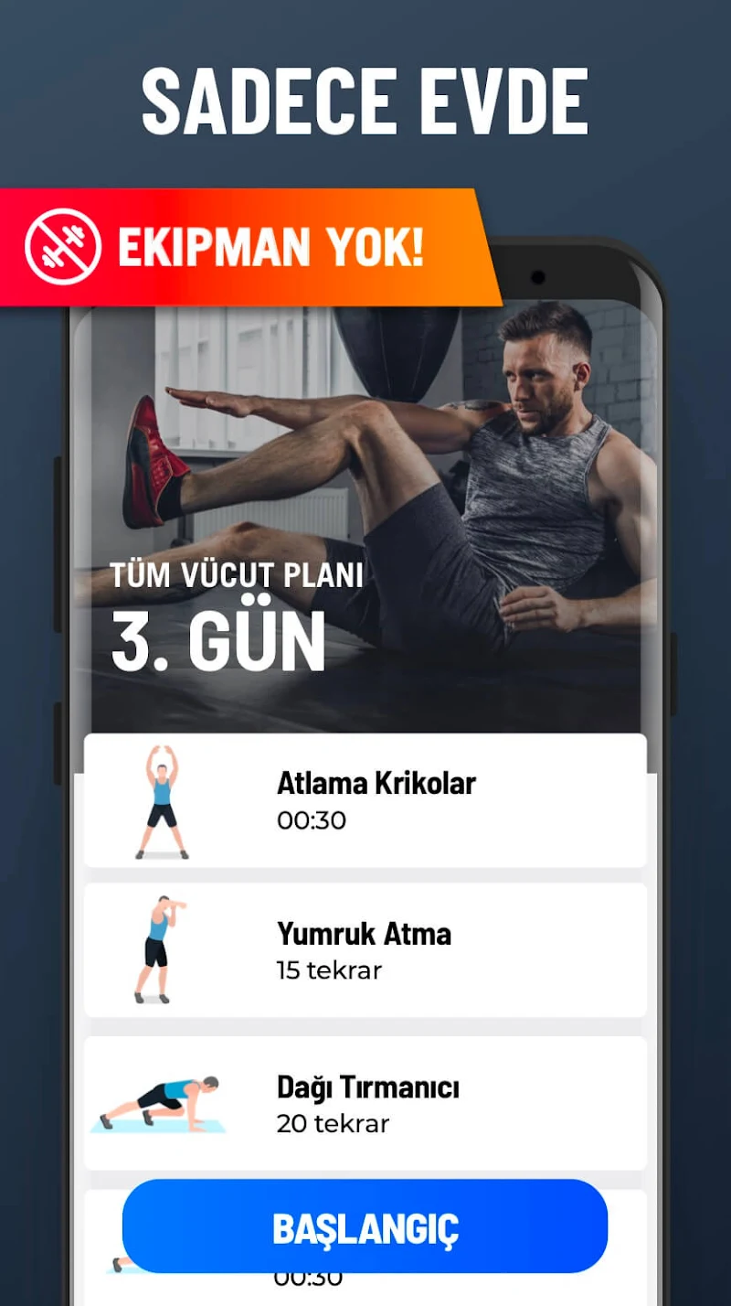 Ev Egzersizleri - Ekipmansız ilerleme takibi grafiği
