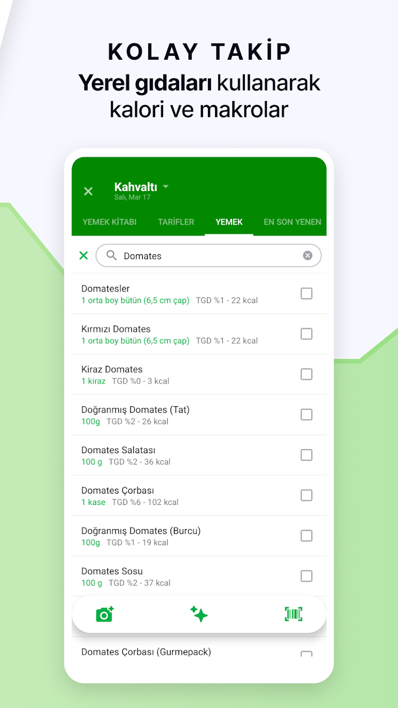 fatsecret Kalori Sayacı kalori takip sayfası
