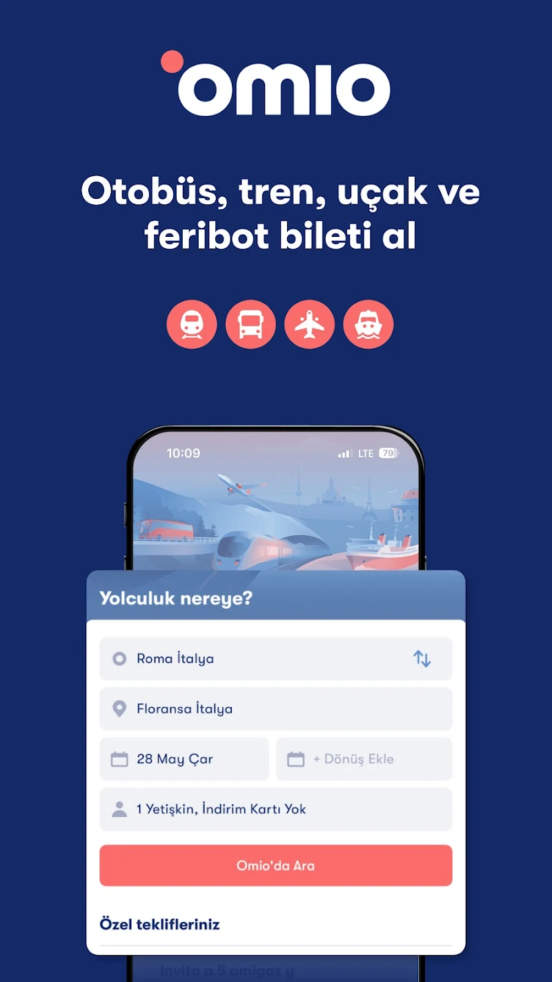 Omio: Otobüs ve Uçak Biletleri APK ana ekran görüntüsü