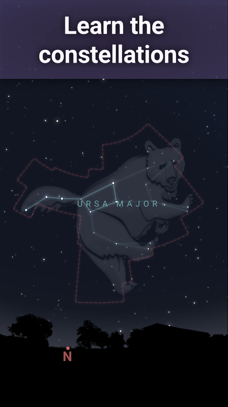 Stellarium Mobile - Star Map gece modu görüntüsü