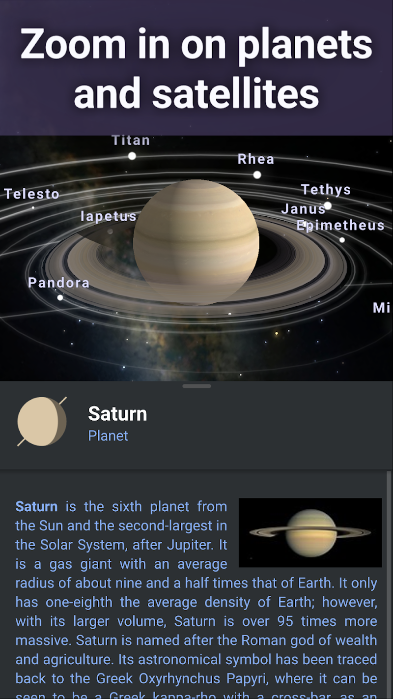 Stellarium Mobile - Star Map 3B gezegen görünümü
