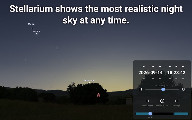 Stellarium Mobile - Star Map tarih ve konum ayarları