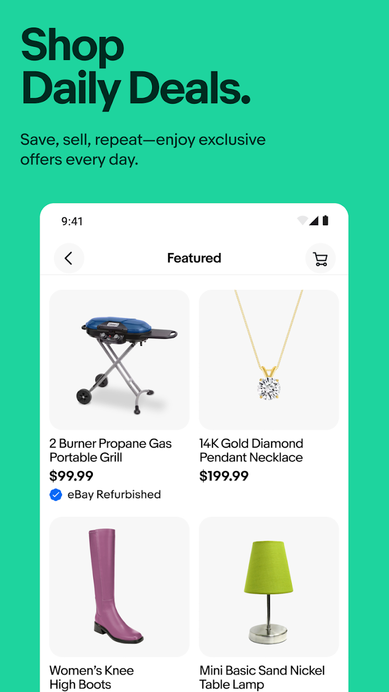 eBay online shopping & selling alışveriş sepeti ekranı