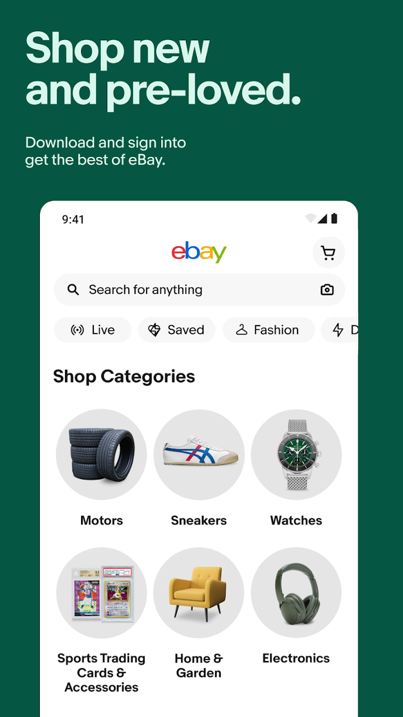 eBay online shopping & selling kategori filtreleme menüsü