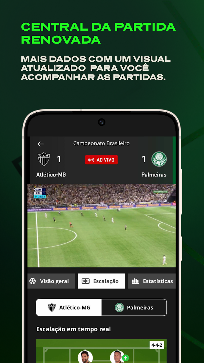 Premiere: Jogos ao vivo uygulama ayarları ekranı