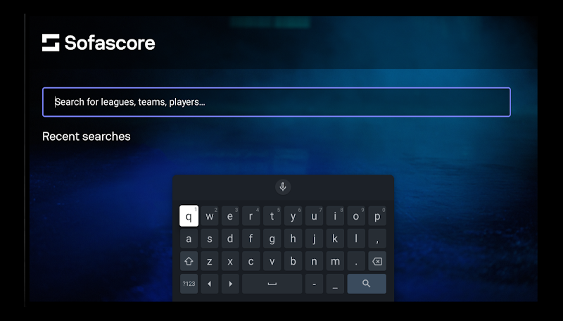 Sofascore: Canlı skor sezgisel navigasyon menüsü