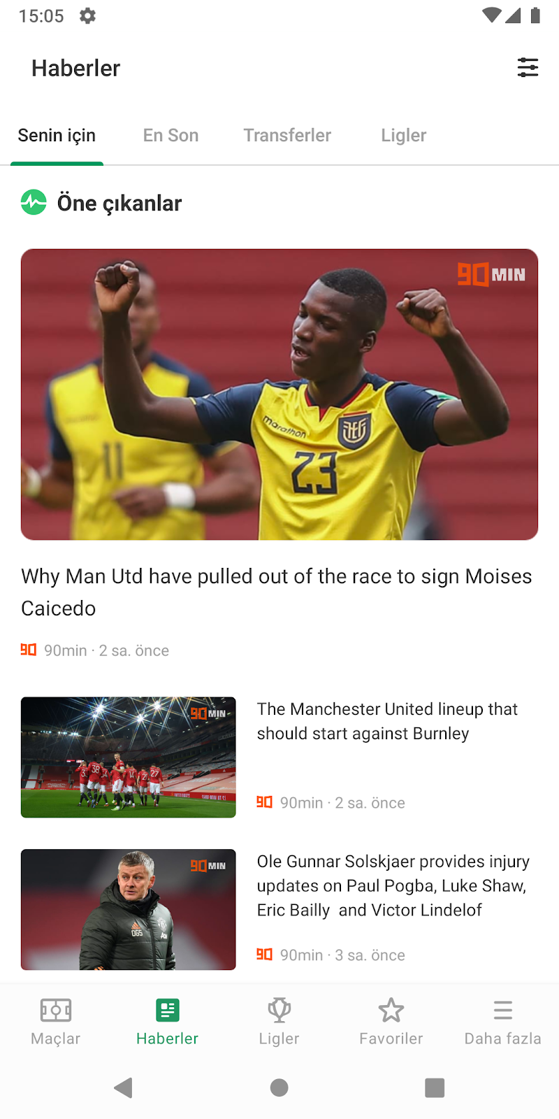 FotMob - Futbol sonuçlar uygulama ayarları ekranı