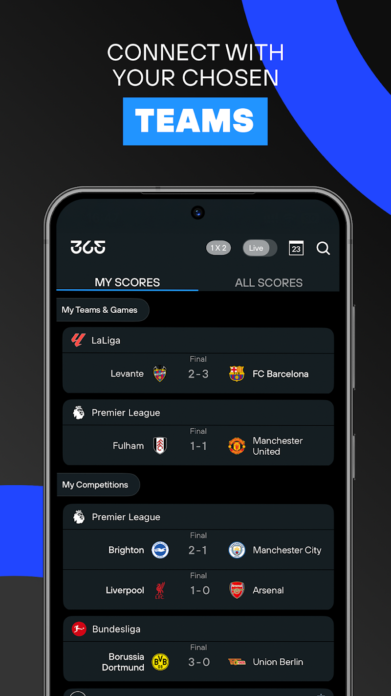 365Scores: canlı skorlar uygulama ayarları ekranı