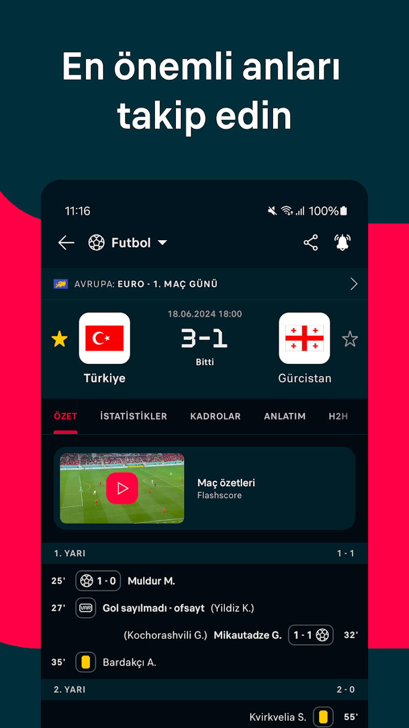 Flashscore: Canlı Skor uygulama ayarları ekranı